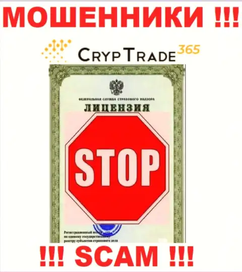 Работа CrypTrade 365 незаконна, так как указанной компании не выдали лицензию