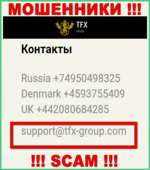 В разделе контактные сведения, на официальном онлайн-сервисе internet мошенников TFXGroup , найден был этот адрес электронного ящика