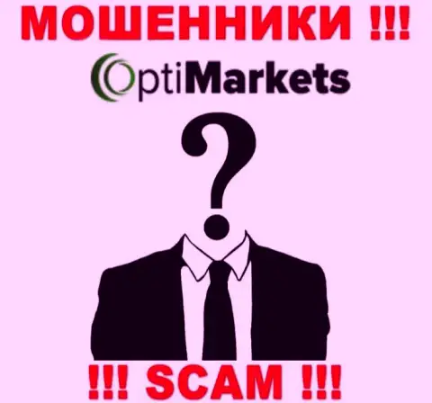 OptiMarket являются жуликами, поэтому скрывают информацию о своем руководстве