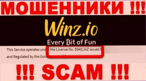 На web-сайте Winz Casino имеется лицензионный документ, но это не отменяет их жульническую сущность
