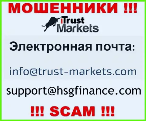 Контора Trust-Markets Com не прячет свой е-майл и размещает его у себя на сервисе