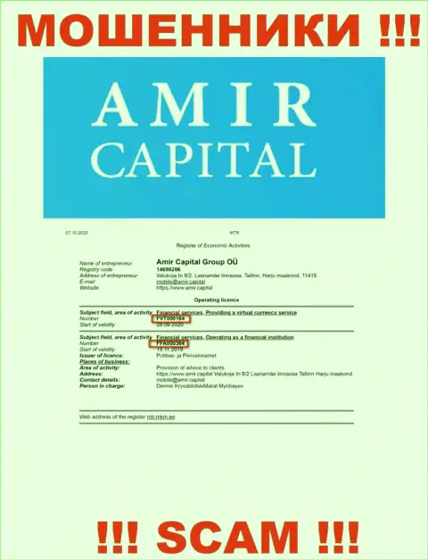 АмирКапитал размещают на web-ресурсе лицензию на осуществление деятельности, невзирая на этот факт цинично оставляют без средств наивных людей