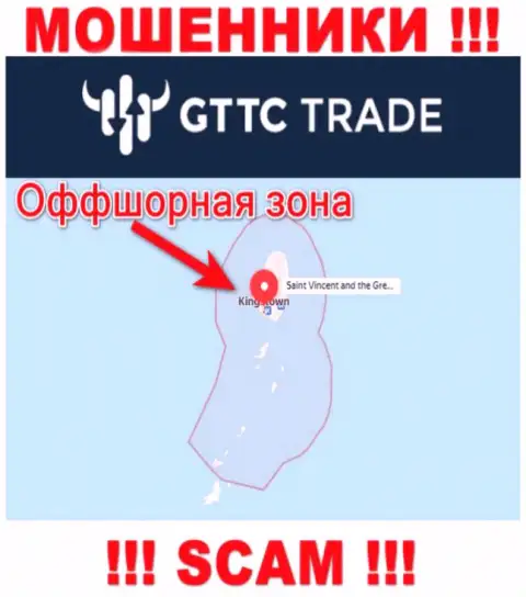 ЖУЛИКИ GTTC Trade имеют регистрацию довольно-таки далеко, а именно на территории - Saint Vincent and the Grenadines