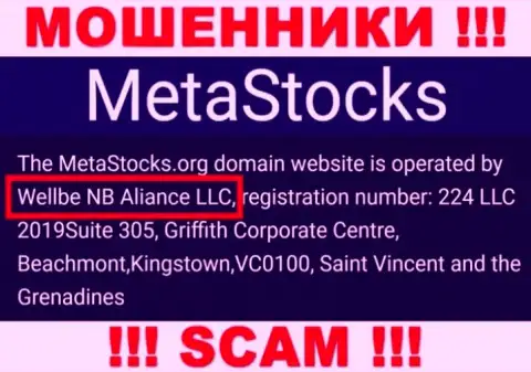 Юридическое лицо компании MetaStocks Org это Wellbe NB Aliance LLC, информация взята с официального сайта