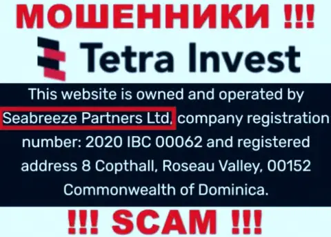 Юридическим лицом, владеющим internet-махинаторами Seabreeze Partners Ltd, является Seabreeze Partners Ltd