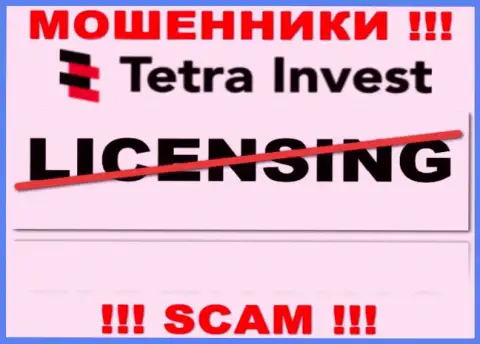 Лицензию аферистам никто не выдает, поэтому у internet шулеров Tetra Invest ее нет