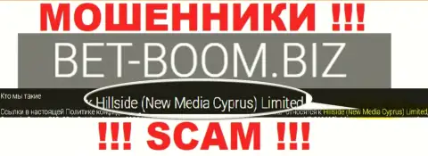 Юр. лицом, владеющим internet-шулерами Бэт Бум Биз, является Хиллсиде (Нью Медиа Кипр) Лтд