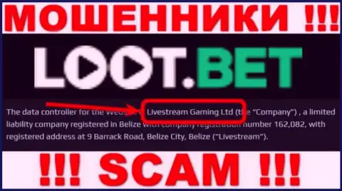 Вы не сбережете свои финансовые вложения работая с организацией LootBet, даже в том случае если у них имеется юридическое лицо Livestream Gaming Ltd