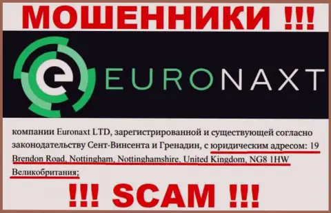 Адрес регистрации компании EuroNaxt Com на ее информационном сервисе ненастоящий - это ЯВНО МОШЕННИКИ !
