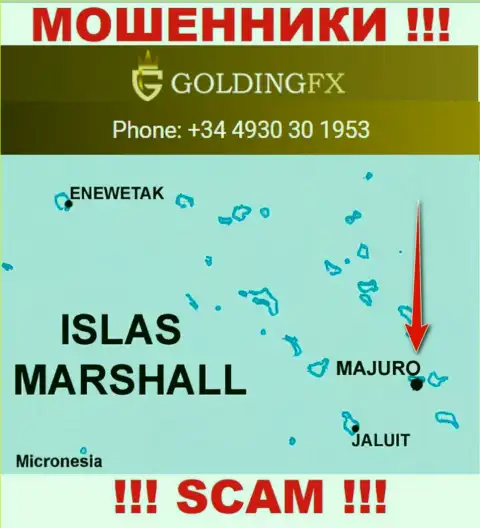 С internet мошенником Golding FX весьма рискованно иметь дела, они расположены в оффшоре: Majuro, Marshall Islands