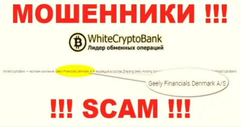 Юр. лицом, владеющим интернет-мошенниками WCryptoBank, является Джили Финанс Денмарк А/С