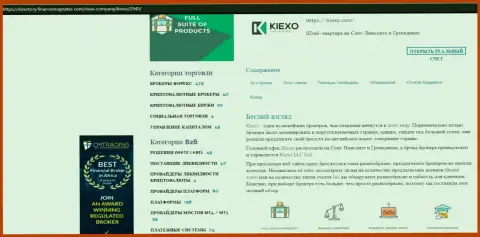 Материал о условиях трейдинга ФОРЕКС брокерской организации Kiexo Com, опубликованный на web-ресурсе Directory FinanceMagnates Com