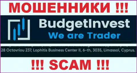 Не сотрудничайте с организацией BudgetInvest Org - эти internet мошенники осели в оффшоре по адресу 8 Octovriou 237, Lophitis Business Center II, 6-th, 3035, Limassol, Cyprus