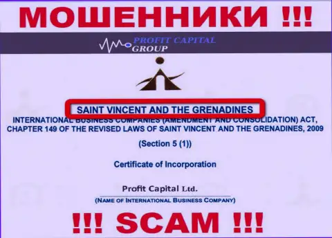 Юридическое место регистрации интернет мошенников Профит Капитал Групп - St. Vincent and the Grenadines