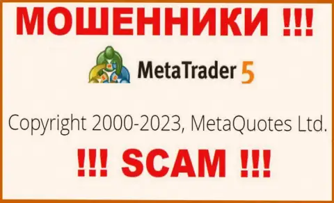 Юридическим лицом MetaTrader 5 является - MetaQuotes Ltd