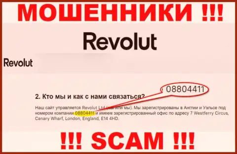 Будьте крайне осторожны, наличие регистрационного номера у организации Revolut (08804411) может быть уловкой