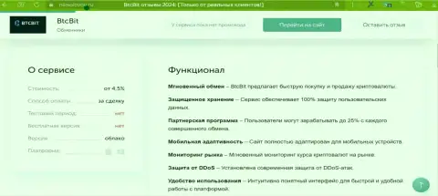Условия сервиса интернет обменки BTCBit в статье на информационном портале niksolovov ru