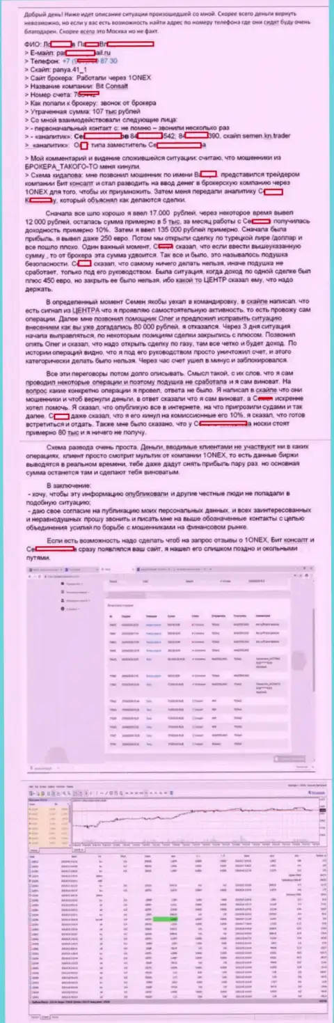 Развернутая история обмана forex трейдера мошенниками из 1Онэкс на сумму 107 тыс. рублей